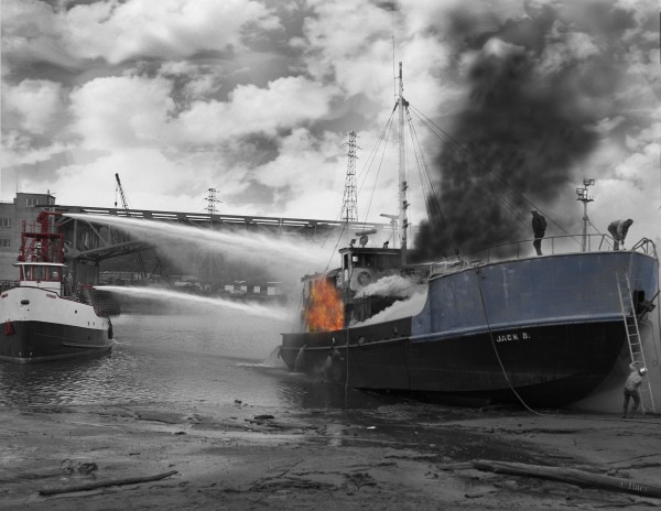 Seattle Fireboat in Action by Steve